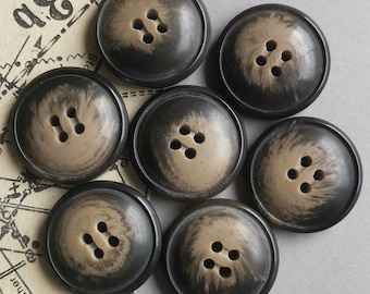 4pcs Brown Black Mottled Buttons 25mm (1") 4 Hole Buttons for Coat Jacket Trench Handknit Knitwear Round Buttons