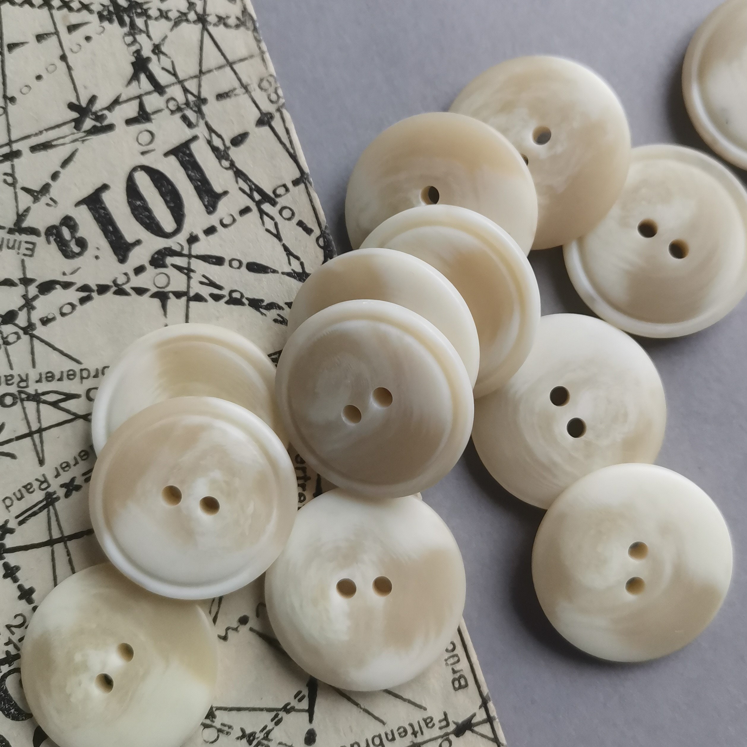 Ivory Beige 2 Hole Buttons for Coat Jacket Trench Shirt 23mm 18mm Flat ...