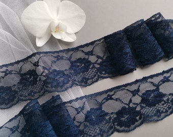 Blue Lace Trim Scalloped Tulle Lace Trim 58mm | 2 2/8" Floral Lace Trim  DIY Crafting