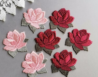 3 Toppe Ricamate A Mano A Forma Di Rosa Rossa Floreale - Per Abiti, Colletti, Giacche, Fai Da Te (Colore F) - 5
