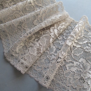 Creme Stretch-Spitzenbesatz Beige Haferflocken Doppelrand Galloon Spitze 18 cm / 7 "Blumen Braut Hochzeit Breiter BH Nähen Spitze Dessous Unterwäsche Spitze