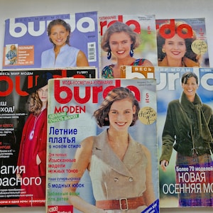 Riviste vintage di modelli di cucito BURDA Modern in russo, anni '90 e 2000, moda tedesca
