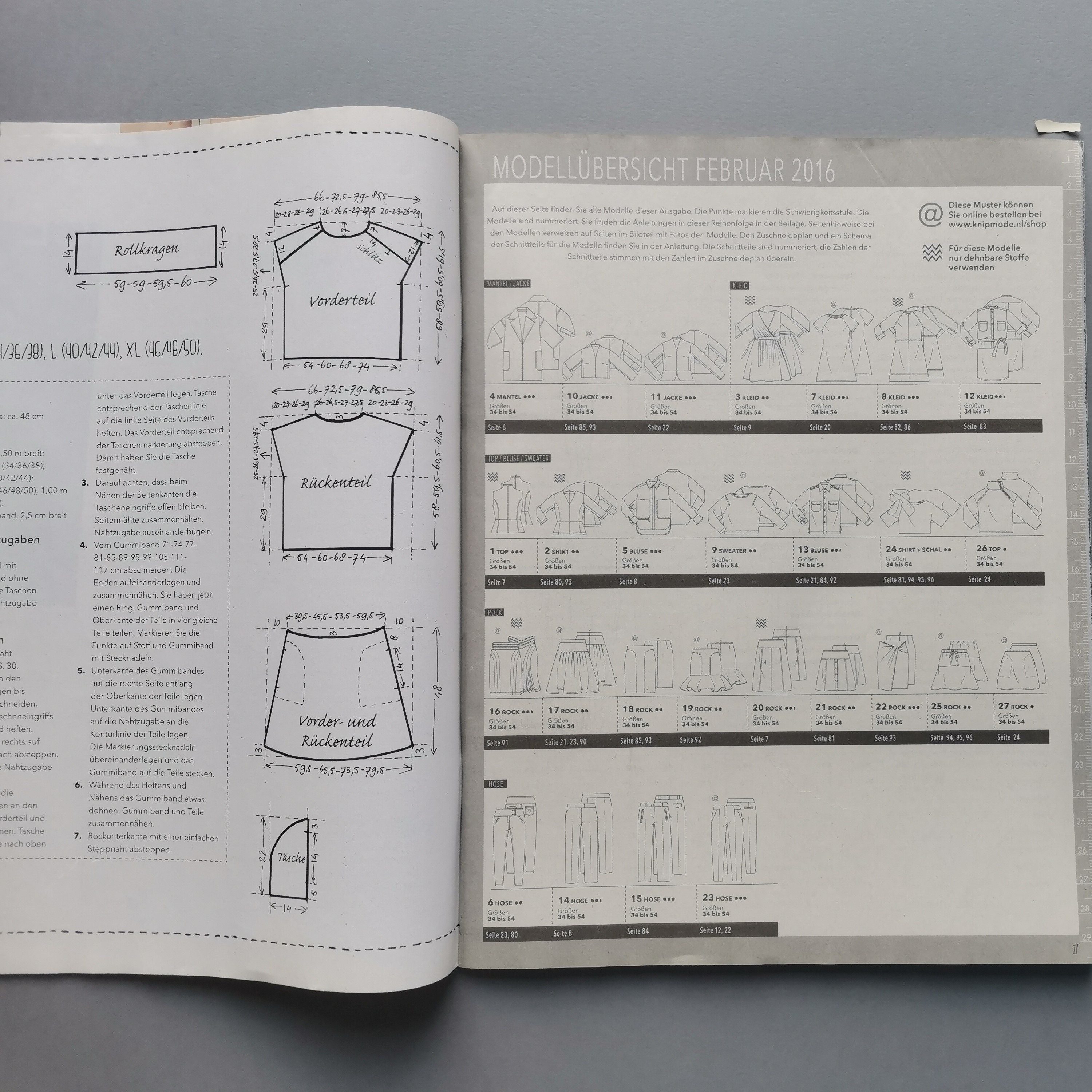 Fashion Style Sewing Patterns Magazine 2/2016 Instructions Cutting ...