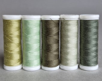 Green Sewing Thread 200m 218 yards High Quality Polyester Thread Ariadna Talia 120 Moss Olive Forest Green
