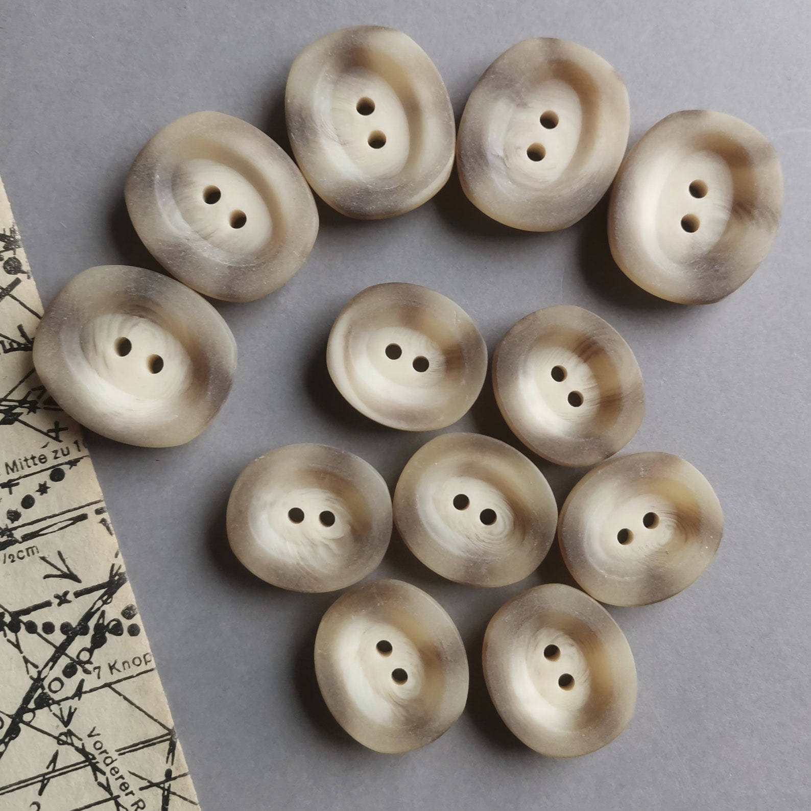 Ivory Beige Oval Buttons for Coat Jacket Trench Large 2 Hole Buttons ...