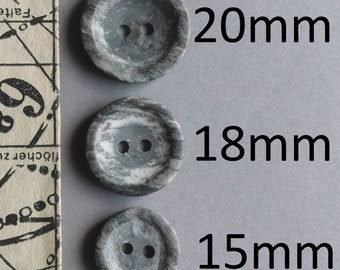 Boutons gris chiné 20 mm 18 mm 15 mm Deux trous pour manteau, veste, trench, chemise, robe jupe tricotés main, boutons 5/8 po. 3/4 po. 13/16 po.