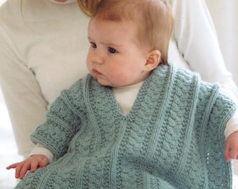 Cable Baby Poncho Knitting Pattern Instant PDF Download 3-36 Months