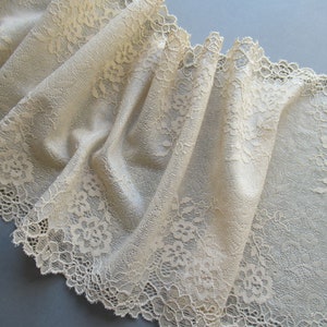 Creme Stretch Spitzenbesatz Doppelrand Galloon Spitze 18 cm Beige Blumen Braut Hochzeit Breiter BH Nähen Spitze Dessous Stirnbänder Dress Making