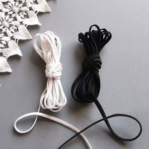 5 metres - 4mm | 1/8" Width Elastic Band Black White Stretch Flat Elastic Tape Cord Trim Mask Making Doll Clothes