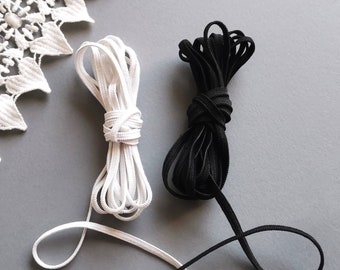 5 metres - 4mm | 1/8" Width Elastic Band Black White Stretch Flat Elastic Tape Cord Trim Mask Making Doll Clothes