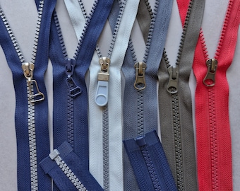 Open Ended Zipper 70-85cm Divisible Zipper Plastic Separating Chunky Zipper for Coat Jacket Molded Zipper #5 Blue Grey Brown Red