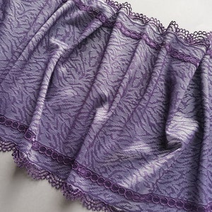 Purple Stretch Lace Fabric Extra Wide Double Edge Lace Trim 28 cm / 11&quot; Lace Bra Sewing Lace Lingerie Bra Making Underwear Lace Animal Print
