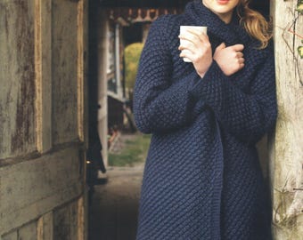 Daisy Stitch Coat Knitting Pattern Instant PDF Download Knitted Cardigan Jacket