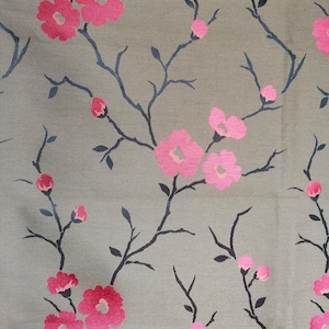 Tessuto jacquard floreale vintage, tessuto per tappezzeria, tendaggi, cuscini, patchwork, cucito, marrone, rosso e nero