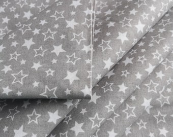 White Stars on Grey 100% Cotton Fabric for Sewing Quilting Sold by Half Yard