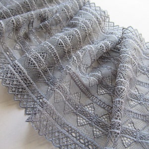 Gray Mesh Lace Trim Stretch Lace Trim Double Edge Galloon Lace 17.5 cm / 7&quot; Elastic Wide Bra Underwear Sewing Lace Lingerie Lace Headband