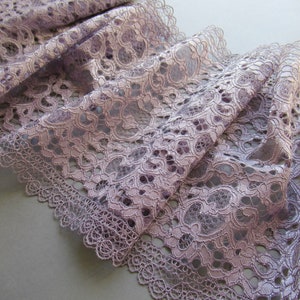 Lila Stretch Spitze Stoff Extra Breit Doppelte Kante Spitzenbesatz 24,5 cm Braut Spitze BH Nähen Spitze Hochzeit Dessous Unterwäsche Spitze