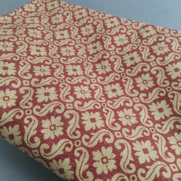 Vintage Laura Ashley Sitwell Brick Fabric 2.8 meters Upholstery Fabric Drapery Fabric Brown Yellow Cotton Interior Fabric