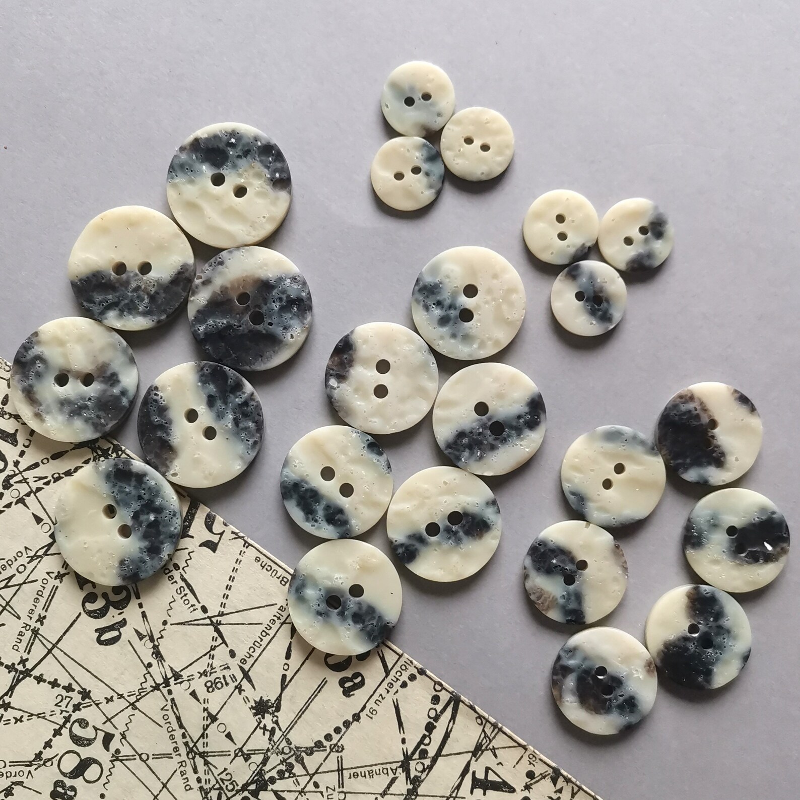 Ivory Grey Marble Textured Two Hole Buttons for Coat Jacket Trench ...
