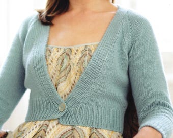 Cropped Cardigan Knitting Pattern Instant PDF Download Knitted Ladies Jacket Short Crop Top Long Sleeves