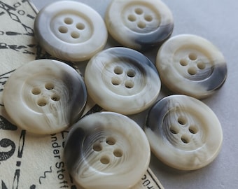 4 boutons gris ivoire chiné 19 mm (3/4") 4 trous pour costume manteau veste trench dos plat boutons ronds pour tricot main