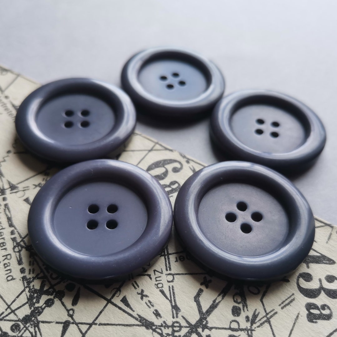 5 Vintage Grey Large Coat Buttons 30mm Jacket Trench Buttons for ...
