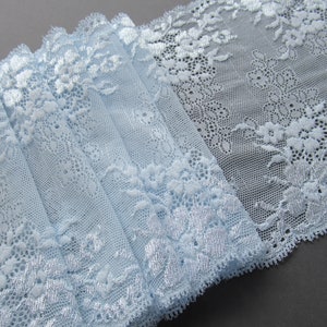 Blaue Hochzeit Spitze Mesh Double Edge Galloon Stretch Spitzenbesatz 16 cm / 6 2/8 "Brautspitze Breiter BH Nähen Spitze Dessous Etwas Blaues