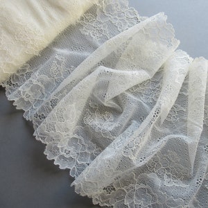 Elfenbein Stretch Spitzenbesatz Weiß Hochzeit Mesh Spitzenbesatz Doppelrand Spitze 23 cm / 9 ""elastische Breite BH Unterwäsche Braut Spitze Dessous Spitze"