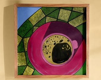 Póster de café cuadrado: Impresión artística colorida para la pared del hogar