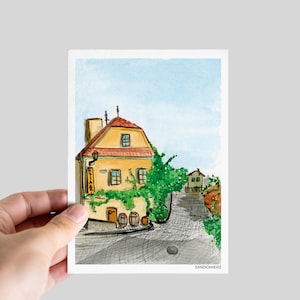 Sandomierz Postcard, Polish Postcard, Views of Poland, Pocztówki, Art Print of Poland, Polska Souvenir, Watercolor Postcard, Wall Art Decor