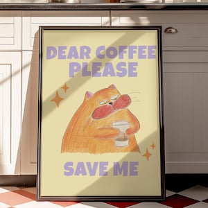 Caffe Poster, Coffee Poster, Cat Coffee Print, Espresso Poster Print, Coffee Bar Decor, Modern Kitchen Art, Kitchen Print, Cat Coffee Print