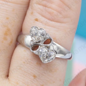 3.75 TCW Heart Shape Moissanite Ring, double heart ring, infinity ring, heart moissnite ring, Promise Ring, Wedding Ring