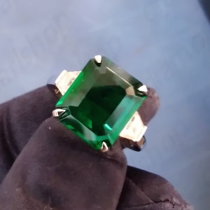6.70CT Lab Created Emerald Engagement Ring,Minimalist Style Anniversary Ring,Promise Ring bridesmaid gifts wedding day, 14K Yellow Gold Ring