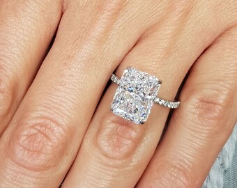 5 CT Radiant Cut Moissanite Engagement Ring 11x9mm Radiant Cut Diamond Ring Radiant Cut Anniversary Ring Radiant Wedding Ring 14K Gold Ring