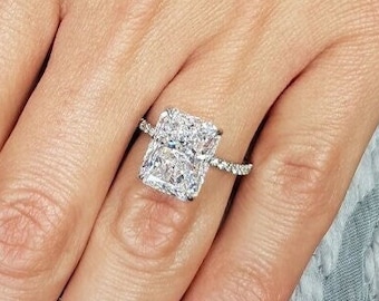5 CT Radiant Cut Moissanite Engagement Ring 14K White Gold Halo Wedding Ring Anniversary Ring Promise Ring Gift for Her gifts for women