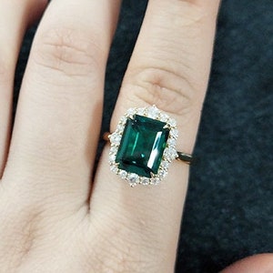 5.40Ct Lab Created Emerald Engagement Ring,Minimalist Style Anniversary Ring,Promise Ring bridesmaid gifts wedding day, 14K Yellow Gold Ring