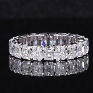 Unique Radiant Cut Moissanite wedding Band,14K White Gold Full Eternity Wedding Band,Radiant cut Diamond Eternity Band Anniversary Gift band