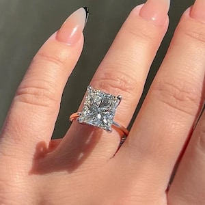 5.0 CT Princess Cut Moissanite Ring, 14K Solid Gold Engagement Ring, Wedding Ring, Gift For Women, Princess Cut Bridal Ring Gifts