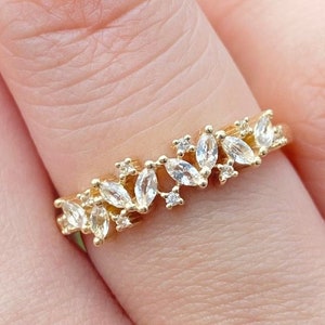 Marquise Cut Moissanite Wedding Band 14K Yellow Gold Anniversary Ring Moissanite Wedding Ring Promise Ring Anniversary Gift Ring For Women