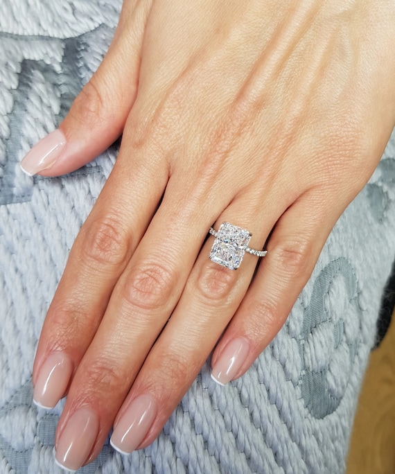 5 carat radiant cheap cut moissanite ring