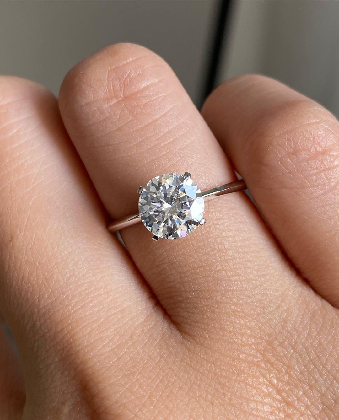 1.60CT Heart and Arrow Round Cut Colorless Moissanite Engagement Ring, Bridal ring,Solitaire Ring,Promise Ring,Wedding Ring Anniversary gift