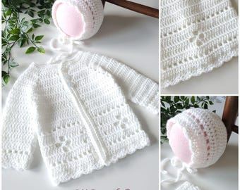 Call the Midwife Cardigan and Bonnet Set  Crochet Pattern