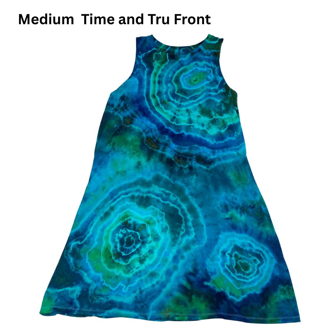 Ripple in Still Waters Women's Medium (8-10) Time and Tru Sleeves Geode Ice Tie Dye Sleeveless Dress with Pockets!