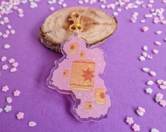 Floating Lights Acrylic Keychain Holographic Charm Cute Bag Purse Accessories Gift Ideas Birthday Keyring Key Accessory Floating Lanterns