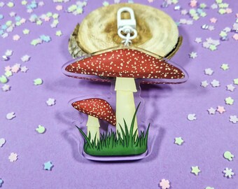 Mushroom Acrylic Keychain Charm Cute Bag Purse Accessories Gift Ideas Birthday Keyring Key Accessory Cottagecore
