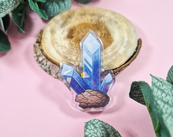Blue Holographic Crystal Acrylic Pin Badge Cute Accessory Pins Bag Collection Charm Gift Idea Birthday Decoration Gemstone