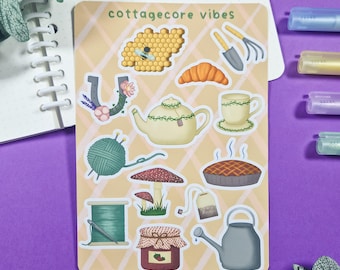 Cottagecore Vibes Stickersheet Cute Bullet Journal Stickers Planner Journal Sticker Sheet Stationery Aesthetic