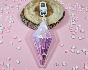 Pink Holographic Crystal Acrylic Keychain Bag Charm Cute Purse Accessories Gift Ideas Birthday Keyring Accessory