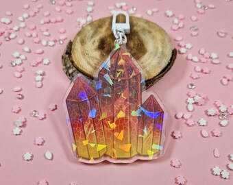 Red Holographic Crystal Acrylic Keychain Bag Charm Cute Purse Accessories Gift Ideas Birthday Keyring Accessory