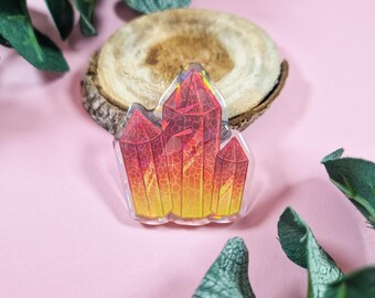 Red Holographic Crystal Acrylic Pin Badge Cute Accessory Pins Bag Collection Charm Gift Idea Birthday Decoration Gemstone
